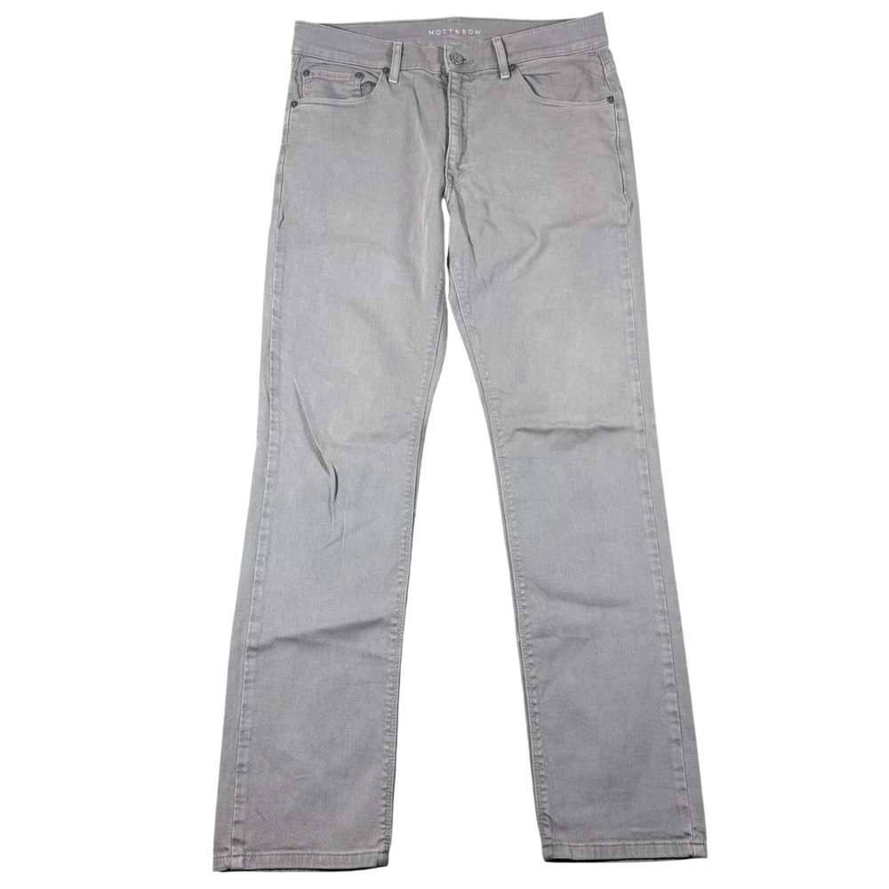 Mott & Bow Mercer Jeans Mens 33x32 Grey Slim Fit Cotton Stretch Twill Pants